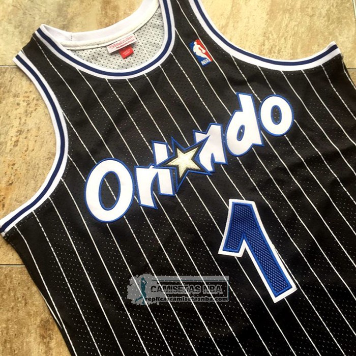 Camiseta Orlando Magic Tracy McGrady NO 1 Hardwood Classics Throwback Negro
